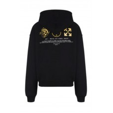 OFF-WHITE Logo Print L/S Hoodie Black Yellow