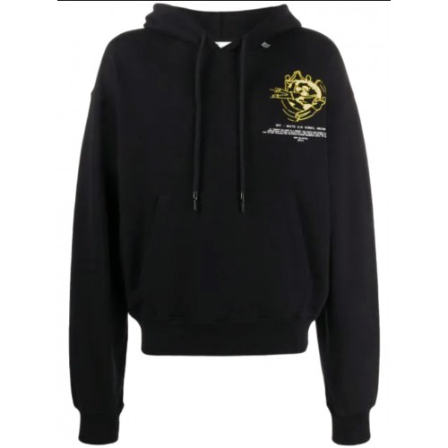 Оригинальный шмот OFF-WHITE Logo Print L/S Hoodie Black Yellow
