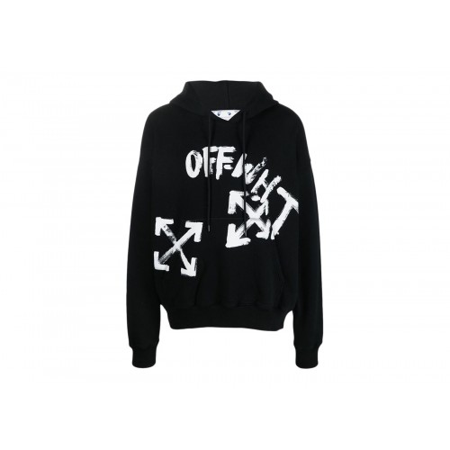 Оригинальный шмот OFF-WHITE Paint Script Arrows Skate Hoodie Black/White - 70см