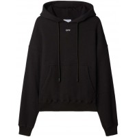 OFF-WHITE Logo-Print Cotton Hoodie Black