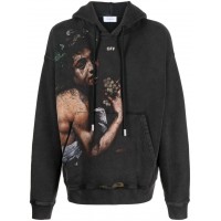 OFF-WHITE Bacchus-Print Cotton Hoodie Black/Multicolor