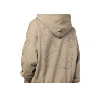 OFF-WHITE Stitch Skate Drawstring Hoodie Beige