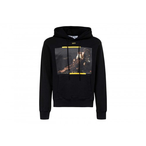 Оригинальный шмот OFF-WHITE Arrow Caravaggio St. Fran Slim Hoodie Black/Yellow/Multi