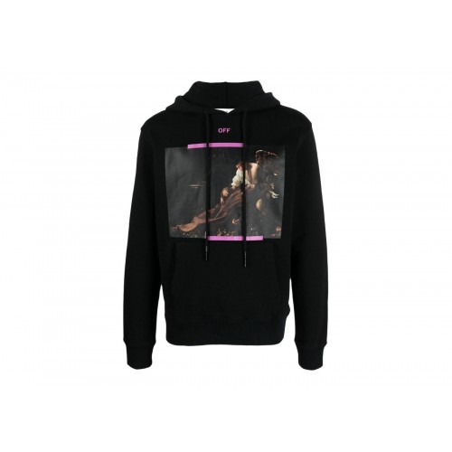 Оригинальный шмот OFF-WHITE Arrow Caravaggio St. Fran Slim Hoodie Black/Purple/Multi