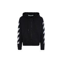 OFF-WHITE Airport Tape Zip Up Hoodie Black