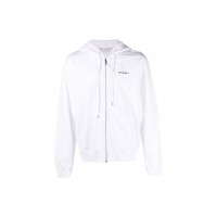 OFF-WHITE Wave Outl Diagonal Slim Zip Hoodie White/Black