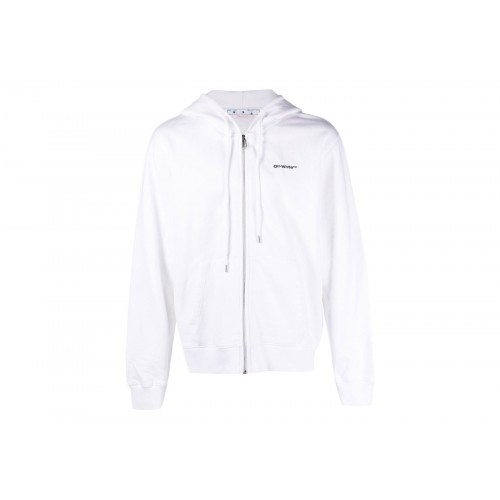 Оригинальный шмот OFF-WHITE Wave Outl Diagonal Slim Zip Hoodie White/Black - 70см