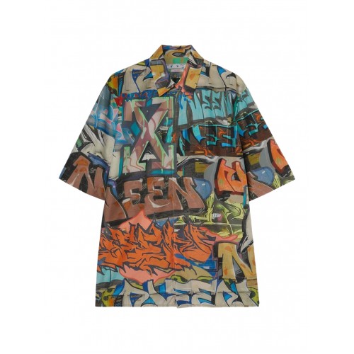 Оригинальный шмот OFF-WHITE Graffiti Print Short Sleeve Shirt Multi