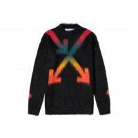 OFF-WHITE Fuzzy Arrows Crew Knit Sweater Black