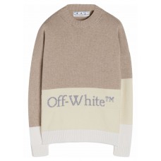 OFF-WHITE Colour Block Knitted Crewneck Beige Natural White