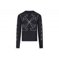 OFF-WHITE Arrow Outline Print Crewneck Knit Sweater Black
