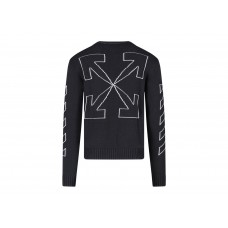 OFF-WHITE Arrow Outline Print Crewneck Knit Sweater Black