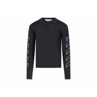 OFF-WHITE Arrow Outline Print Crewneck Knit Sweater Black