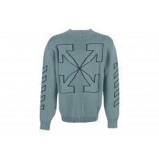 OFF-WHITE Arrows Diag Outline Intarsia Knit Sweater Light Green