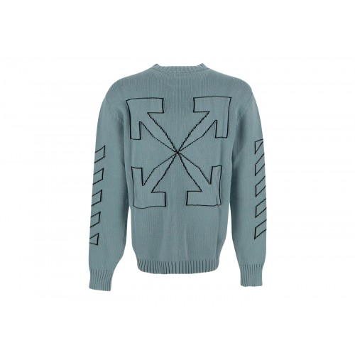 Оригинальный шмот OFF-WHITE Arrows Diag Outline Intarsia Knit Sweater Light Green - 70см