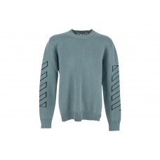 OFF-WHITE Arrows Diag Outline Intarsia Knit Sweater Light Green