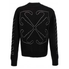 OFF-WHITE Arrows-Embroidery Crew-Neck Jumper Black