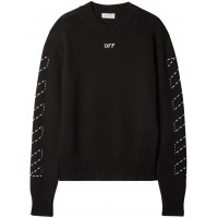 OFF-WHITE Arrows-Embroidery Crew-Neck Jumper Black