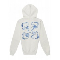 OFF-WHITE Womens Floral Arrows Hooded Sweatshirt White Blue