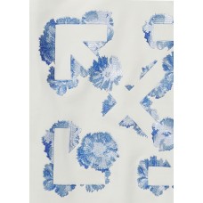 OFF-WHITE Womens Floral Arrows Hooded Sweatshirt White Blue