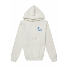 OFF-WHITE Womens Floral Arrows Hooded Sweatshirt White Blue