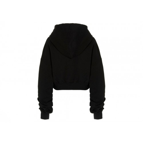 Оригинальный шмот OFF-WHITE Womens For All Helv Crop Over Hoodie Black/White - 70см