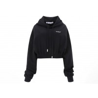 OFF-WHITE Womens For All Helv Crop Over Hoodie Black/White
