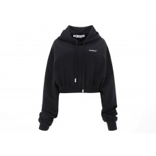 OFF-WHITE Womens For All Helv Crop Over Hoodie Black/White