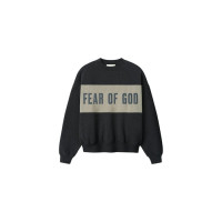 Fear of God Essentials Cropped Relaxed Panelled Crewneck Iron Grey Heather/Seal Heather