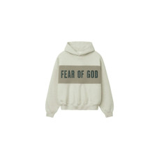 Fear of God Essentials Cropped Relaxed Panelled Hoodie Vanilla Heather/Seal