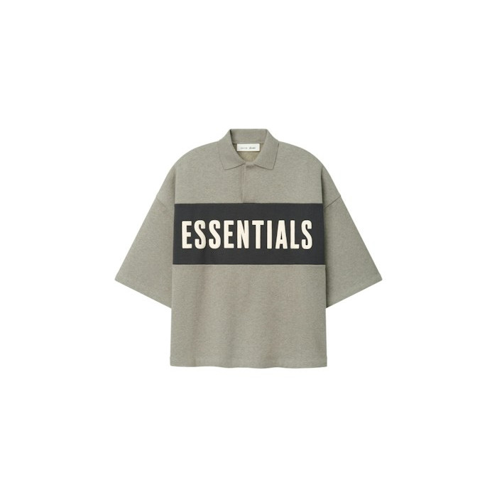 Поло Fear of God Essentials Cropped Panelled Polo Seal Heather/Iron Grey Поло Fear of God Essentials Cropped Panelled Polo Seal Heather/Iron Grey