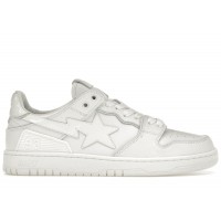 A Bathing Ape Bape SK8 Sta Triple White Patent Leather Sta Logo