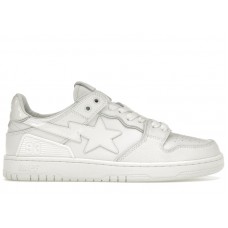 A Bathing Ape Bape SK8 Sta Triple White Patent Leather Sta Logo