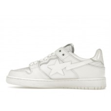 A Bathing Ape Bape SK8 Sta Triple White Patent Leather Sta Logo