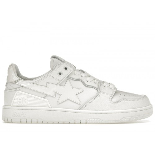 A Bathing Ape Bape SK8 Sta Triple White Patent Leather Sta Logo - мужская сетка размеров