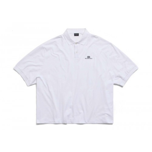 Balenciaga BB Classic Polo Shirt Oversized for Men White