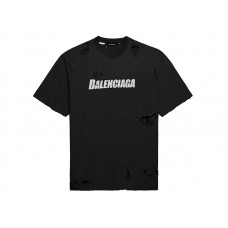 Balenciaga Caps Destroyed Flatground T-shirt Black