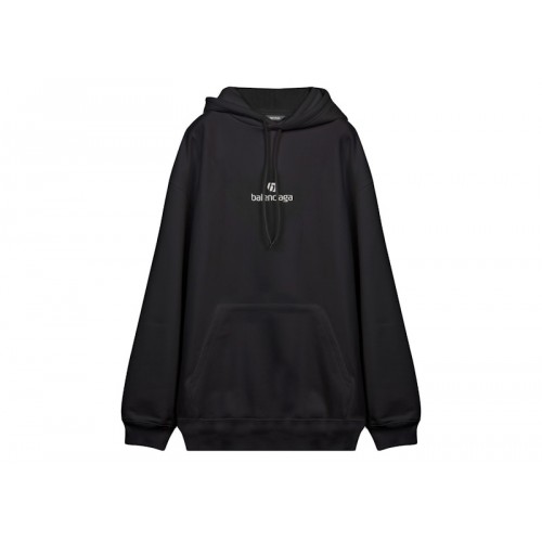 Balenciaga Embroidered Logo Hoodie Black