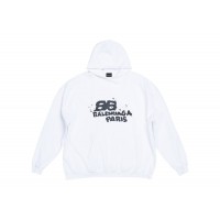 Balenciaga Hand Drawn BB Icon Large Fit Hoodie White/Black