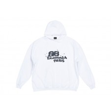 Balenciaga Hand Drawn BB Icon Large Fit Hoodie White/Black