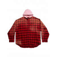 Balenciaga Hooded Shirt Intense Red/Black