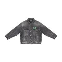Balenciaga Large Fit Organic Japanese Denim Jacket Noir/Iceberg