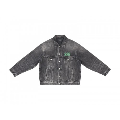 Balenciaga Large Fit Organic Japanese Denim Jacket Noir/Iceberg