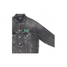 Balenciaga Large Fit Organic Japanese Denim Jacket Noir/Iceberg