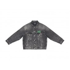 Balenciaga Large Fit Organic Japanese Denim Jacket Noir/Iceberg