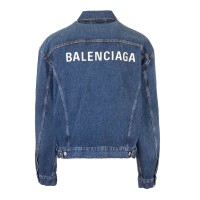 Balenciaga Logo Denim Jacket Blue