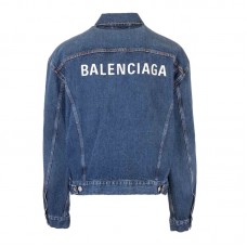 Balenciaga Logo Denim Jacket Blue