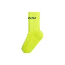 Balenciaga Logo Socks Neon Yellow/Black