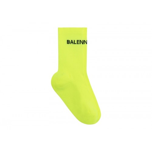 Balenciaga Logo Socks Neon Yellow/Black