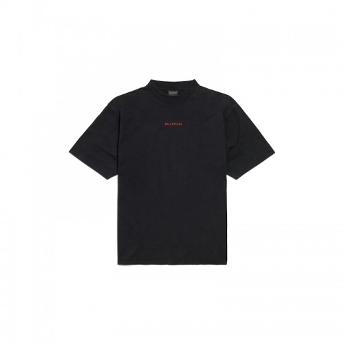 Balenciaga Medium Fit T-shirt Faded Washed Black Red